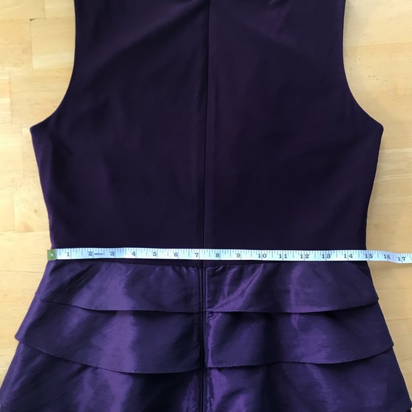 Dressbarn Collection Dress 12 Shimmer Sheath Tiered Ruffle Purple V-neck EUC - Picture 7 of 10